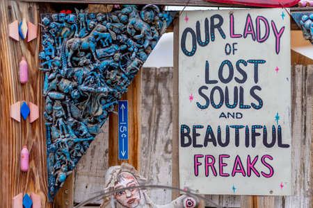 NILAND, CALIFORNIA- MAR 11: Historic Salvation Mountain in Niland, California on March 11, 2019. Salvation Mountain was proclaimed a National Treasure by Congress on May 15, 2002.のeditorial素材