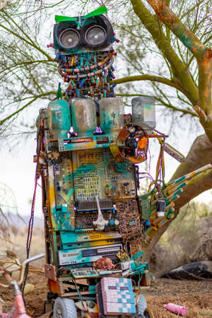 NILAND, CALIFORNIA- MAR 11: Historic Salvation Mountain in Niland, California on March 11, 2019. Salvation Mountain was proclaimed a National Treasure by Congress on May 15, 2002.のeditorial素材