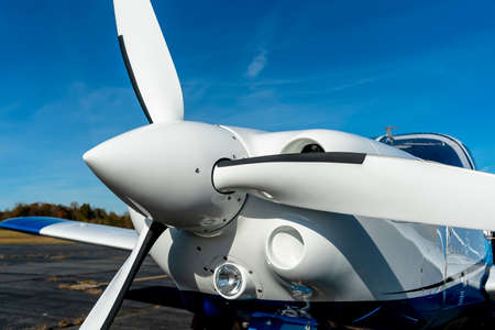 Views of a general aviation aircraft performing maneuvers on the ground and in the air