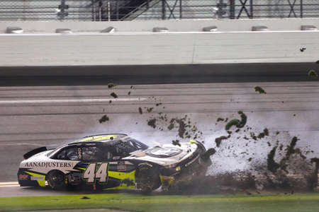 February 13, 2021 - Daytona Beach, Florida, USA: Tommy Joe Martins wrecks during the Beef. It's What's For Dinner. 300 at Daytona International Speedway in Daytona Beach, Florida.のeditorial素材