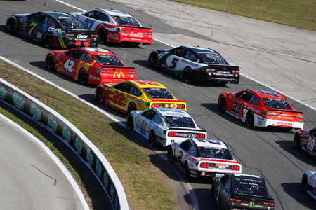 Corey LaJoie (7) races for the O'Reilly Auto Parts 253 At Daytona at Daytona Road Course in Daytona Beach, Florida.のeditorial素材