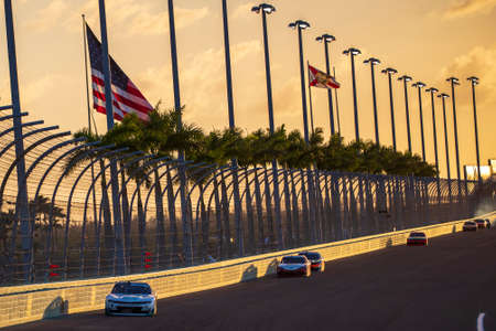 Justin Haley (11) battles for position for the Contender 250 at Daytona Road Course in Miami , Florida.のeditorial素材