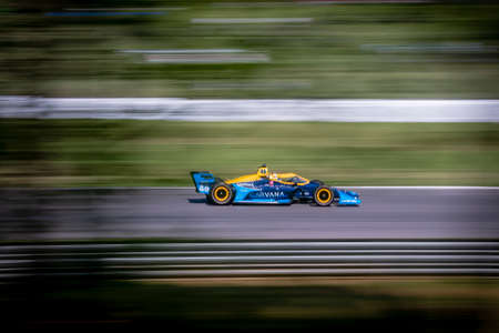 JIMMIE JOHNSON (R) (48) of The United States practices for the Honda Indy Grand Prix of Alabama at the Barber Motorsports Park in Birmingham, Alabama.のeditorial素材