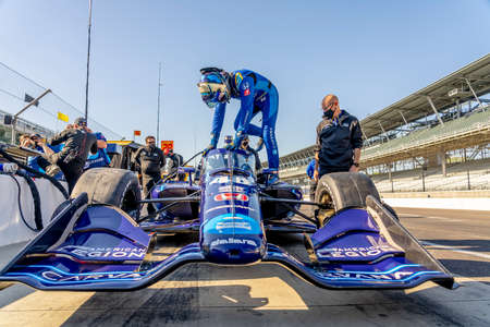 JIMMIE JOHNSON (R) (48) of the United States prepares to practice for the GMR Grand Prix at the...