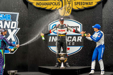 \{persons}\wins the GMR Grand Prix at the Indianapolis Motor Speedway in Indianapolis, Indiana.のeditorial素材