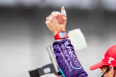 ROMAIN GROSJEAN (51) of Geneva, Switzerland  comes in second for the GMR Grand Prix at the GMR Grand Prix at Indianapolis Motor Speedway in Indianapolis, Indiana.のeditorial素材
