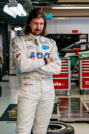 JR HILDEBRAND (1) of the United States prepares to practice for the 105th Running of The Indianapolis 500 at the Indianapolis Motor Speedway in Indianapolis, Indiana.のeditorial素材