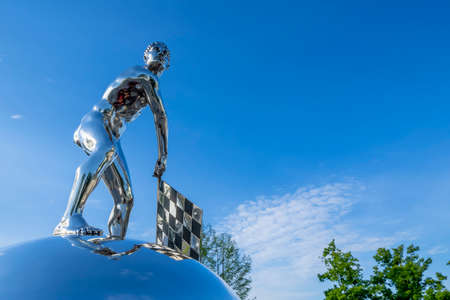 The Borg Warner Trophy sits in front of the Pagoda as the Indianapolis Motor Speedway plays host to the 105th Running Of The Indianapolis 500 in Indianapolis, Indiana.のeditorial素材