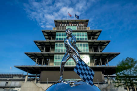 The Borg Warner Trophy sits in front of the Pagoda as the Indianapolis Motor Speedway plays host to the 105th Running Of The Indianapolis 500 in Indianapolis, Indiana.のeditorial素材