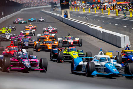 FELIX ROSENQVIST (7) of Varnamo, Sweden races through the turns during the  race for the 105th Running of The Indianapolis 500 at Indianapolis Motor Speedway in Indianapolis, Indiana.のeditorial素材
