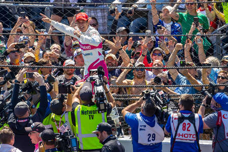 HELIO CASTRONEVES (06) of Sao Paulo, Brazil wins the 105th Running of The Indianapolis 500 at the...