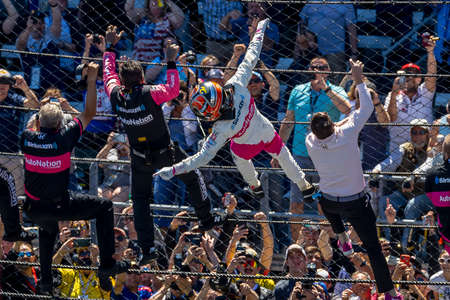 HELIO CASTRONEVES (06) of Sao Paulo, Brazil wins the 105th Running of The Indianapolis 500 at the...