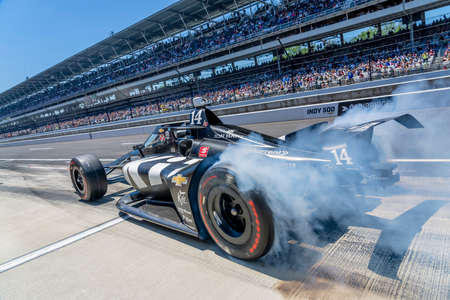 SEBASTIEN BOURDAIS (14) of Le Mans, France brings his car in for service during the 105th Running of...