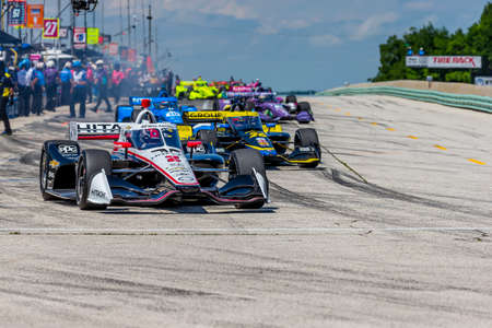 JOSEF NEWGARDEN (2) of the United States prepares to qualify for the REV Group Grand Prix at the Road America in Elkhart Lake, Wisconsin.のeditorial素材