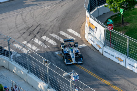 CONOR DALY (20) of The United States races through the turns during the  race for the Big Machine Music City Grand Prix at The Streets of Nashville in Nashville, Tennessee.のeditorial素材