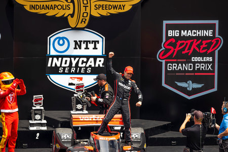 WILL POWER (12) of Toowoomba, Australia wins the Big Machine Spiked Coolers Grand Prix at the Indianapolis Motor Speedway in Indianapolis, Indiana.のeditorial素材