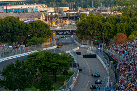 The NTT INDYCAR SERIES teams race for the Big Machine Music City Grand Prix at The Streets of Nashville in Nashville Tennessee.のeditorial素材