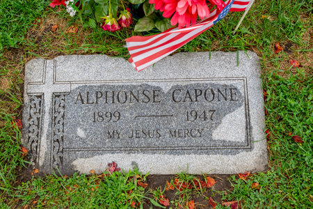 August 11, 2021 - HIllside, Illinois, USA: The final resting place of Chicago mobster, Alphonse...