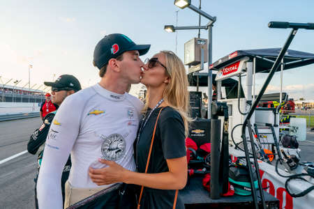 DALTON KELLETT (4) of Stouffville, Canada prepares to race for the Bommarito Automotive Group 500 at the World Wide Technology Raceway in Madison, Illinois.のeditorial素材
