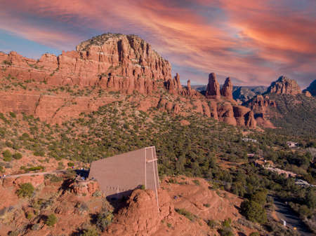 January 15, 2021 - Sedona, AZ, USA: The Chapel of the Holy Cross set among red rocks in Sedona, Arizonaのeditorial素材