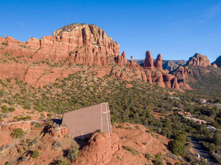January 15, 2021 - Sedona, AZ, USA: The Chapel of the Holy Cross set among red rocks in Sedona, Arizonaのeditorial素材