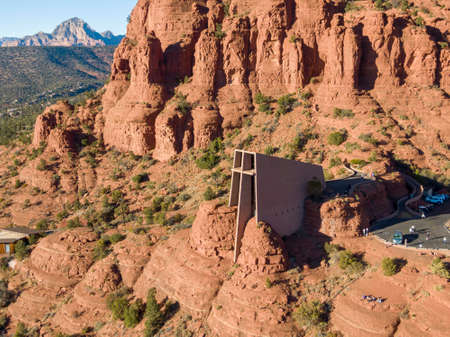 January 15, 2021 - Sedona, AZ, USA: The Chapel of the Holy Cross set among red rocks in Sedona, Arizonaのeditorial素材