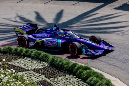ROMAIN GROSJEAN (R) (51) of Geneva, Switzerland qualifies for the Acura Grand Prix of Long Beach at The Streets of Long Beach in Long Beach, California.のeditorial素材