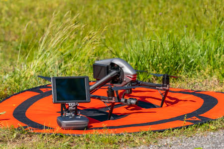 View of a professional drone being used on a video shoot