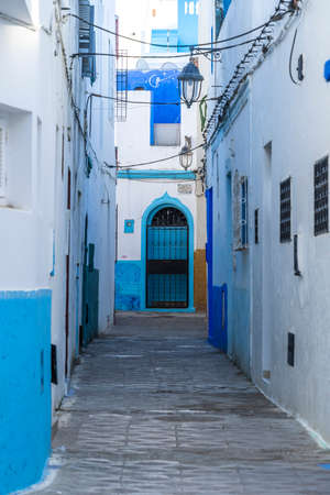 Arabic oriental styled door in Asilah, Moroccoのeditorial素材