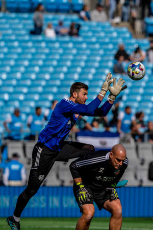 FC Cincinnati Goalkeeper ALEC KANN of the United States warms up before his match against the The Charlotte FC at the Bank of America Stadium in Charlotte, North Carolina, USA.  The Charlotte FC defeats the visiting FC Cincinnati 2-0 in regulation play.のeditorial素材