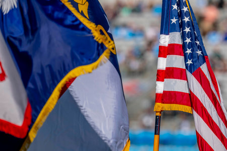 The National Colors of the United States are flown before the start of the Major League Soccer match...