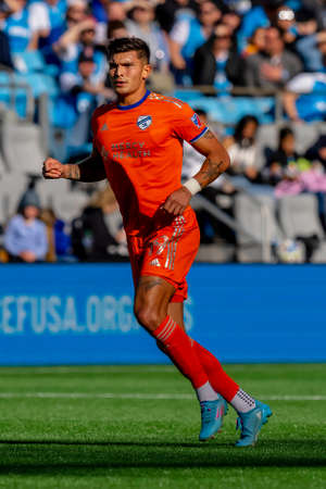 FC Cincinnati Forward BRANDON VAZQUEZ of the United States plays against the The Charlotte FC at the Bank of America Stadium in Charlotte, North Carolina, USA.  The Charlotte FC defeats the visiting FC Cincinnati 2-0 in regulation play.のeditorial素材
