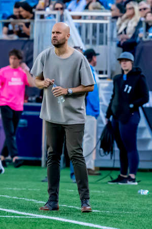 Charlotte FC Head Coach MIGUEL ANGEL RAMIREZ watches his team play against the FC Cincinnati at the...