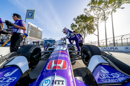 TAKUMA SATO (51) of Tokyo, Japan prepares to practice for the Acura Grand Prix of Long Beach at The Streets of Long Beach in Long Beach California.のeditorial素材