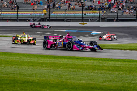ALEXANDER ROSSI (27) of the United States races through the turns during the GMR Grand Prix at Indianapolis Motor Speedway in Indianapolis Indiana.のeditorial素材