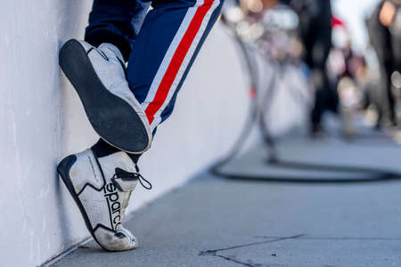 JR HILDEBRAND (11) of the United States prepares to practice for the Indianapolis 500 at Indianapolis Motor Speedway in Indianapolis Indiana.のeditorial素材