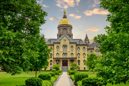 The Golden Dome atop the MaIn Building at the University of Notre Dameのeditorial素材