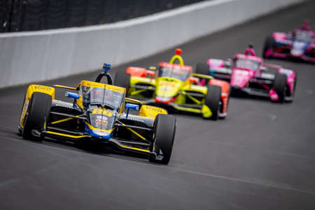 COLTON HERTA (26) of Valencia, California  runs through the turns for the last practice for the...