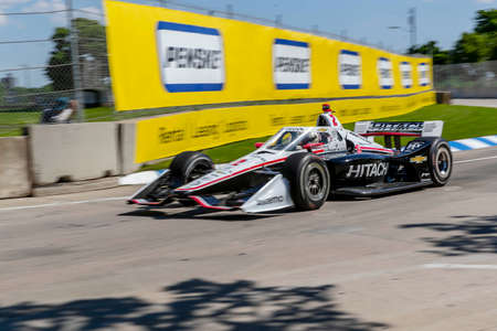JOSEF NEWGARDEN (2) of Nashville, Tennessee  practices for the Chevrolet Detroit Grand Prix at Belle Isle Park in Detroit MI.のeditorial素材