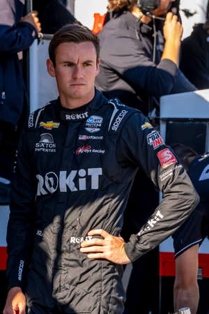 KYLE KIRKWOOD (14) (R) of Jupiter, Florida prepares to practice for the Chevrolet Detroit Grand Prix at Belle Isle Park in Detroit MI.のeditorial素材