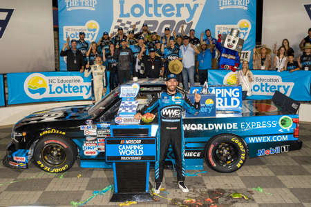 Ross Chastain wins the North Carolina Education Lottery 200 at Charlotte Motor Speedway in Concord,...