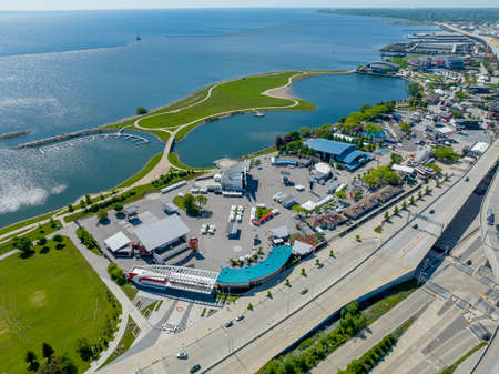 Aerial view of Milwaukee, Wisconsin.  Milwaukee is the most populous city in the U.S. state of...
