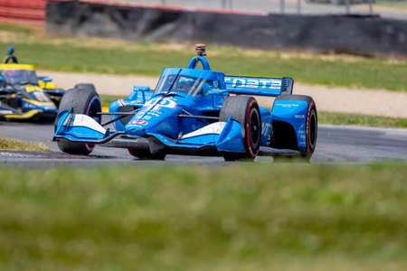 ALEX PALOU (10) of Barcelona, Spain races through the turns during the Honda Indy 200 at the Mid...