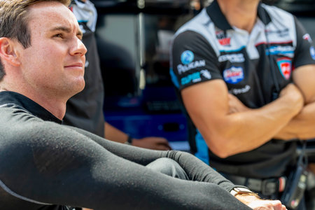 KYLE KIRKWOOD (14) (R) of Jupiter, Florida prepares to practice for the Honda Indy Toronto at the Streets of Toronto Exhibition Place in Toronto ON.のeditorial素材