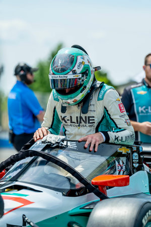 DALTON KELLETT (4) of Stouffville, Canada prepares to practice for the Honda Indy Toronto at the Streets of Toronto Exhibition Place in Toronto ON.のeditorial素材