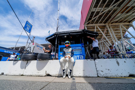 ALEX PALOU (10) of Barcelona, Spain prepares to practice for the Honda Indy Toronto at the Streets of Toronto Exhibition Place in Toronto ON.のeditorial素材