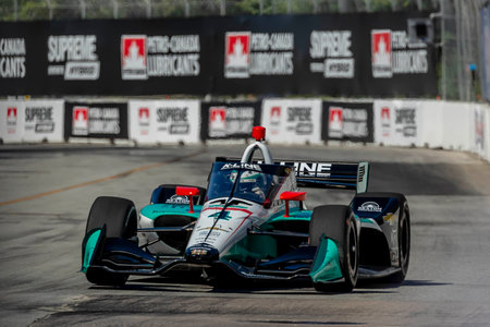 DALTON KELLETT (4) of Stouffville, Canada travels through the turns during a practice for the Honda Indy Toronto at the Streets of Toronto Exhibition Place in Toronto ON.のeditorial素材