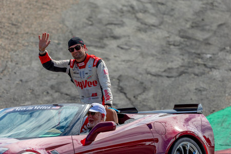JACK HARVEY (45) of Bassingham, England waves to the fans before racing for the Firestone Grand Prix of Monterey at the WeatherTech Raceway Laguna Seca in Monterey, CA, USA.のeditorial素材