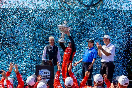 WILL POWER (12) of Toowoomba, Australia wins the championship for the 2nd time during the Firestone Grand Prix of Monterey at the WeatherTech Raceway Laguna Seca in Monterey, CA, USA.のeditorial素材