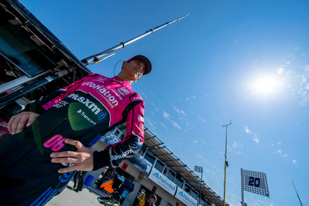 HELIO CASTRONEVES (06) of Sao Paulo, Brazil prepares to practice for the Firestone Grand Prix of Monterey at WeatherTech Raceway Laguna Seca in Monterey CA.のeditorial素材